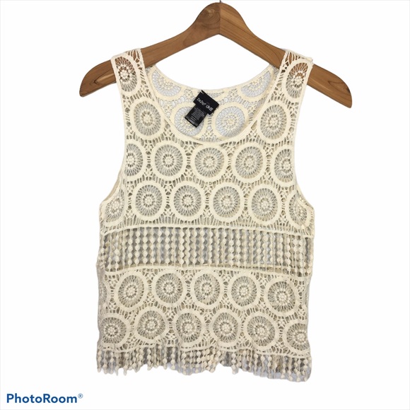 Boho Cream Crochet Tank Top Festival - Picture 13 of 14